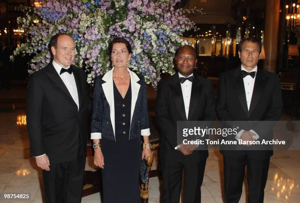 Prince Albert II of Monaco, Princess Caroline of Hanover and AMADE representatives attend the AMADE Association Gala Dinner at Hotel de Paris on...