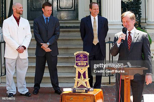 Heath Calhoun , winner of Crown Royal "Your Name Here" military program, NASCAR driver Matt Kenseth , and Doug Fritz , President, Richmond...