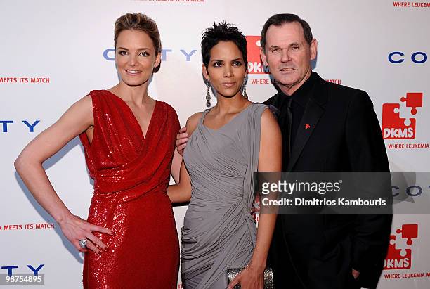 Of Coty Inc. Bernd Beetz, actress Halle Berry and EVP of DKMS Americas Katharina Harf attend DKMS' 4th Annual Gala: Linked Against Leukemia at...