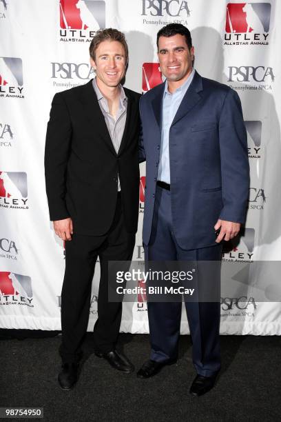 Philadelphia Phillies Chase Utley and Danys Baez attend the 3rd Annual Utley All-Stars Animal Casino Night at The Electric Factory April 29, 2010 in...
