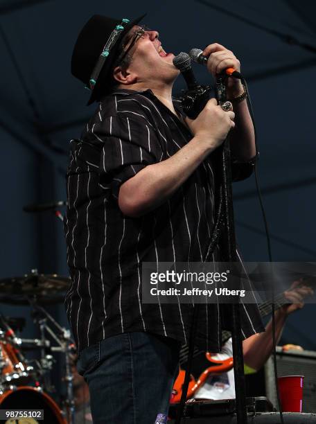 Musician John Popper of Blues Traveler performs during day 4 of the 41st Annual New Orleans Jazz & Heritage Festival at the Fair Grounds Race Course...