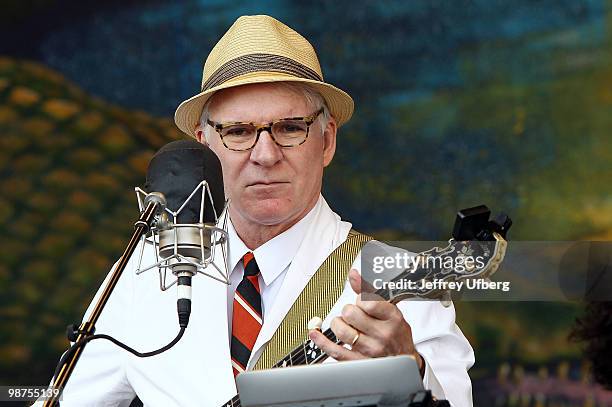 Musician / Actor Steve Martin of Steve Martin w/ Steep Canyon Rangers performs during day 4 of the 41st Annual New Orleans Jazz & Heritage Festival...