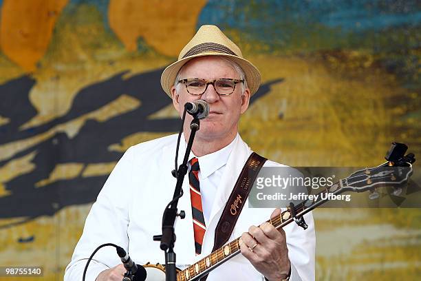 Musician / Actor Steve Martin of Steve Martin w/ Steep Canyon Rangers performs during day 4 of the 41st Annual New Orleans Jazz & Heritage Festival...