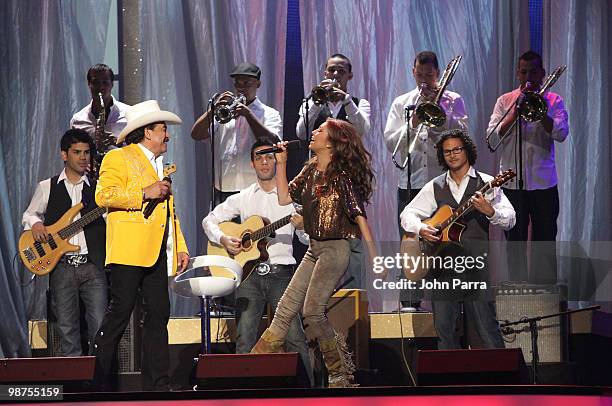 Singers Joan Sebastian and Thalia perform onstage at the 2010 Billboard Latin Music Awards at Coliseo de Puerto Rico José Miguel Agrelot on April 29,...