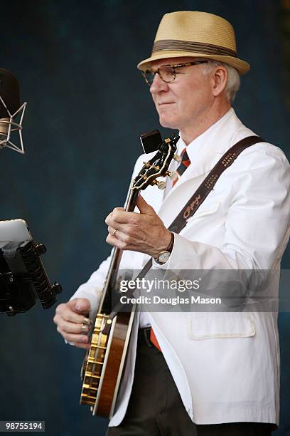 Steve Martin performs with the Steep Canyon Rangers at the 2010 New Orleans Jazz & Heritage Festival Presented By Shell, at the Fair Grounds Race...