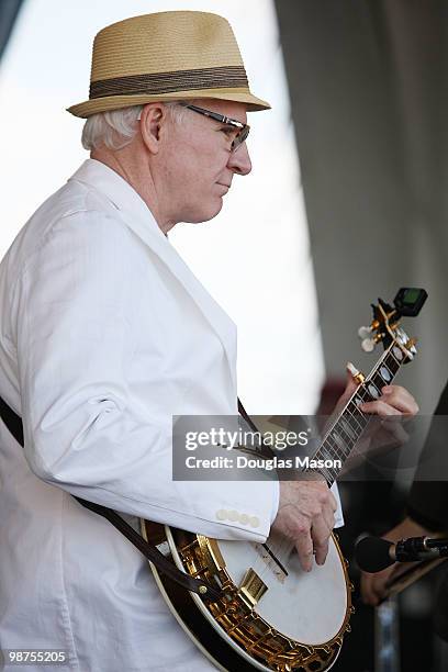 Steve Martin performs with the Steep Canyon Rangers at the 2010 New Orleans Jazz & Heritage Festival Presented By Shell, at the Fair Grounds Race...