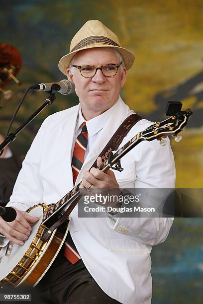 Steve Martin performs with the Steep Canyon Rangers at the 2010 New Orleans Jazz & Heritage Festival Presented By Shell, at the Fair Grounds Race...