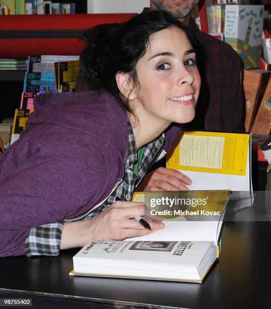 Actress/comedienne Sarah Silverman signs copies of her new book "The Bedwetter" at Book Soup on April 29, 2010 in West Hollywood, California.