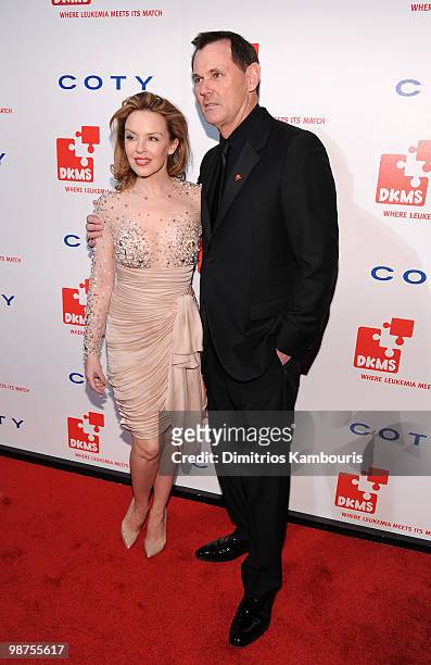 Singer Kylie Minogue and CEO of Coty Inc. Bernd Beetz attend DKMS' 4th Annual Gala: Linked Against Leukemia at Cipriani 42nd Street on April 29, 2010...