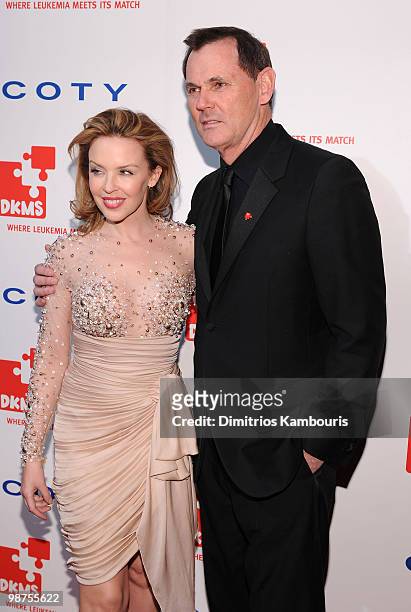 Singer Kylie Minogue and CEO of Coty Inc. Bernd Beetz attend DKMS' 4th Annual Gala: Linked Against Leukemia at Cipriani 42nd Street on April 29, 2010...