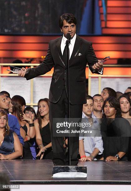 Singer Luis Fonsi accepts an award onstage at the 2010 Billboard Latin Music Awards at Coliseo de Puerto Rico José Miguel Agrelot on April 29, 2010...