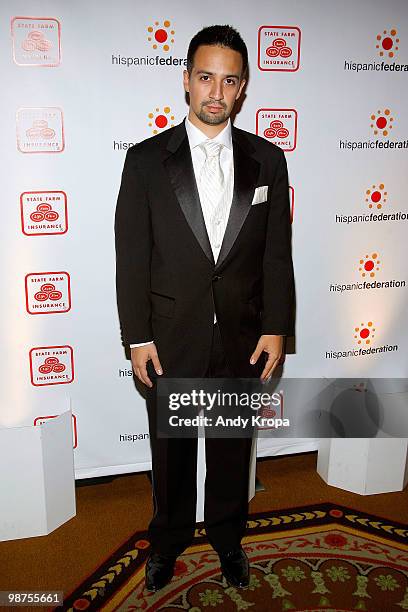 Lin-Manuel Miranda attends the 20th Anniversary of The Hispanic Federation Gala at the Waldorf Astoria - Grand Ballroom on April 29, 2010 in New York...