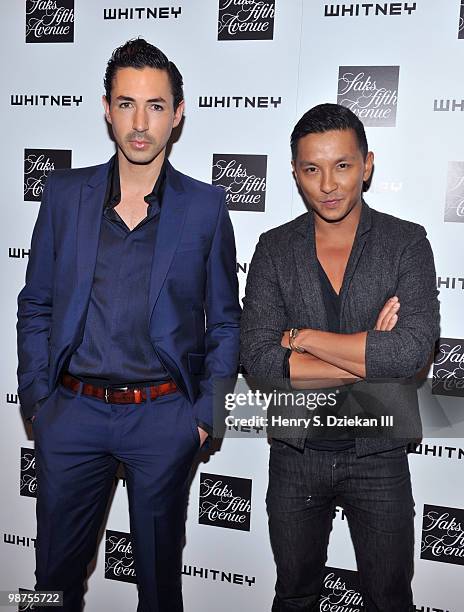 Designer Christian Cota and designer Prabal Gurung attend Saks & The Whitney Museum of American Art's coctails for emerging designers at Saks Fifth...