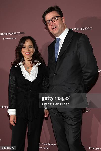 Actress Rosie Perez and Global Brand Leader for Luxury Collection Paul James attend the launch of The Luxury Collection's celebrity-chef inspired...