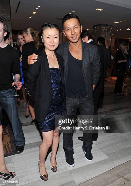 Designer Doo Ri Chung and designer Prabal Gurung attend Saks & The Whitney Museum of American Art's coctails for emerging designers at Saks Fifth...