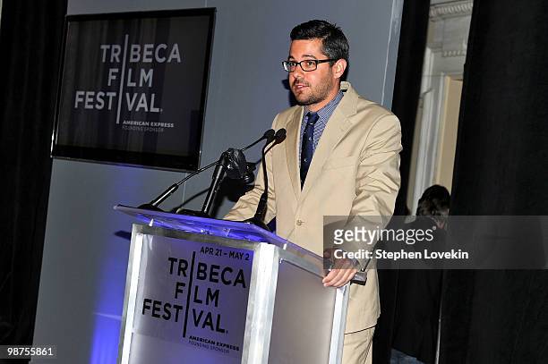 Gideon Yago speaks onstage at the Awards Night Show & Party during the 2010 Tribeca Film Festival at the W New York - Union Square on April 29, 2010...