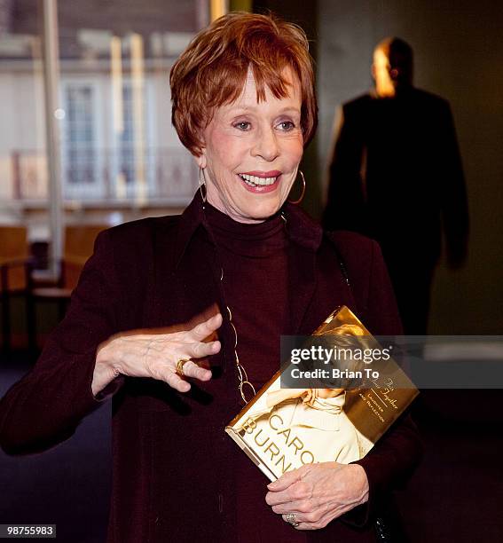 Carol Burnett poses with her new book "This Time Together" at Borders Books & Music on April 29, 2010 in Westwood, California.