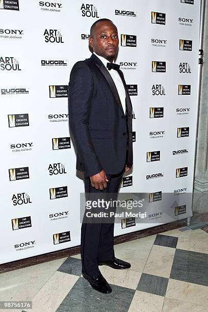 Omar Epps arrives at the Creative Coalition's Salute to Arts and Entertainment with Martini & Rossi at The Library of Congress on April 29, 2010 in...
