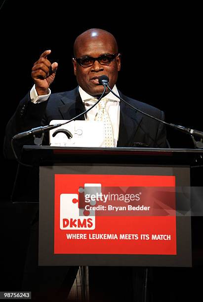 Music producer LA Reid onstage at the DKMS' 4th Annual Gala: Linked Against Leukemia at Cipriani 42nd Street on April 29, 2010 in New York City.