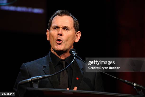 Of Coty Inc., Bernd Beetz speaks onstage at the DKMS' 4th Annual Gala: Linked Against Leukemia at Cipriani 42nd Street on April 29, 2010 in New York...