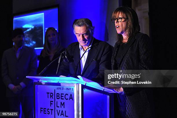 Tribeca Film Festival co-founders, Robert De Niro and Jane Rosenthal attend the Awards Night Show & Party during the 2010 Tribeca Film Festival at...