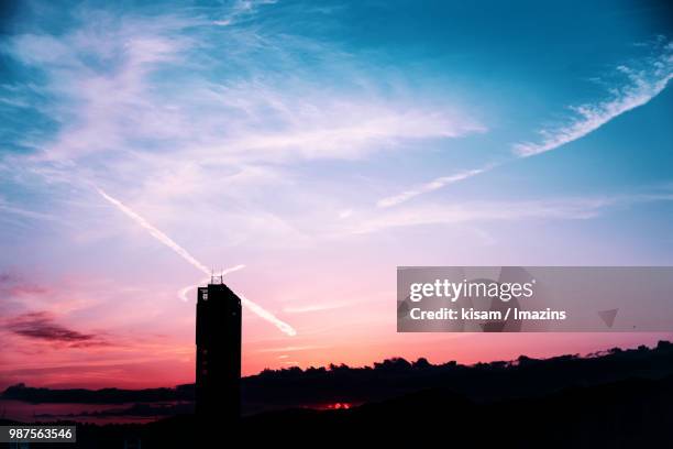low angle view of building with beautiful sunset - yongin stock pictures, royalty-free photos & images