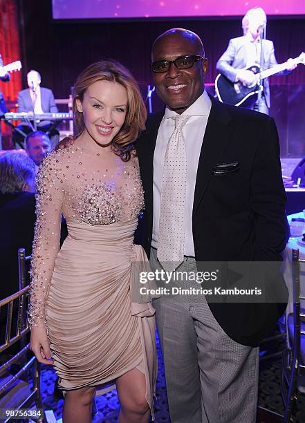 Kylie Minogue and Antonio L.A. Reid attend DKMS' 4th Annual Gala: Linked Against Leukemia at Cipriani 42nd Street on April 29, 2010 in New York City.
