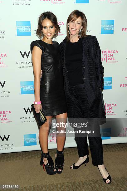 Actress Jessica Alba Tribeca Film Festival co-founder Jane Rosenthal attend the Awards Night Show & Party during the 2010 Tribeca Film Festival at...