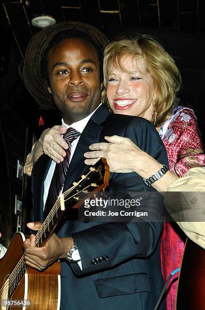 Musicians Carly Simon and John Forte attend the "You're So Vain" after party during the 2010 Tribeca Film Festival at 1 Oak on April 29, 2010 in New...