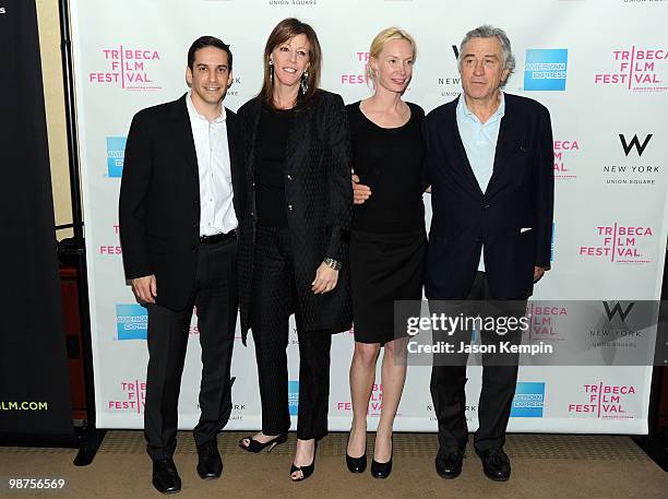 Writer Dave Karger,Tribeca Film Festival co-founder Jane Rosenthal, Director Feo Aladag, and Tribeca Film Festival co-founder Robert de Niro attends...