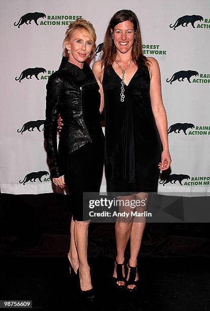Trudie Styler and acting Executive Director of RAN Rebecca Tarbotton pose for a photo during the 25th anniversary party for Rainforest Action Network...