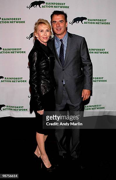 Trudie Styler and actor Chris Noth pose for a photo during the 25th anniversary party for Rainforest Action Network at Le Poisson Rouge on April 29,...