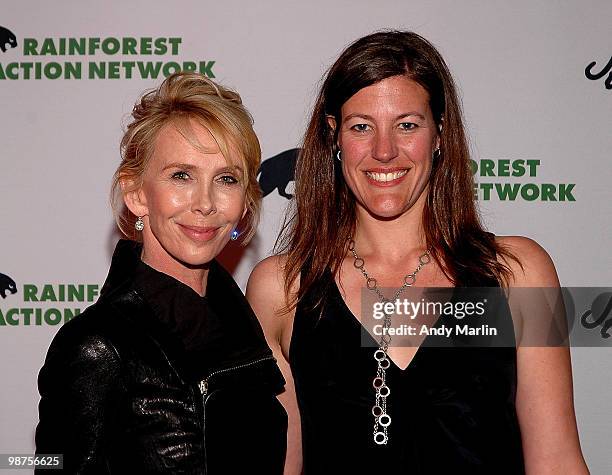 Trudie Styler and acting Executive Director of RAN Rebecca Tarbotton pose for a photo during the 25th anniversary party for Rainforest Action Network...