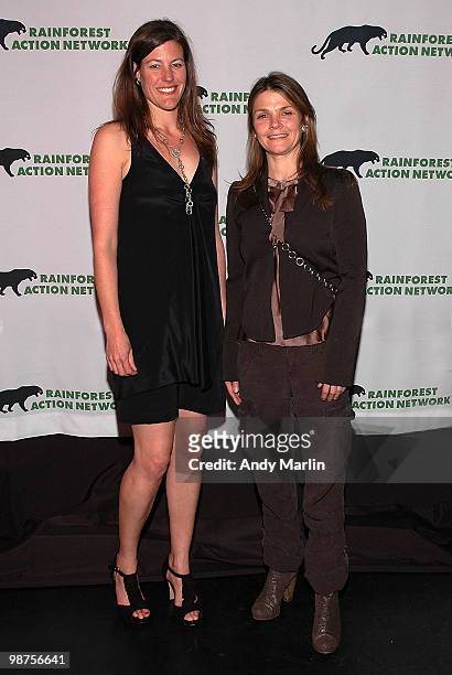 Acting Executive Director of RAN Rebecca Tarbotton and actress Kathyrn Erbe pose for a photo during the 25th anniversary party for Rainforest Action...