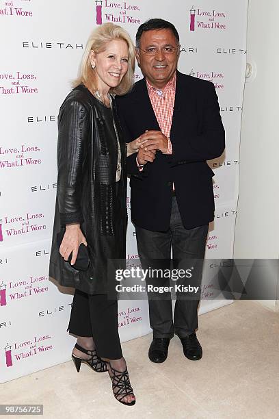 Producer Daryl Roth and Elie Tahari attend the new cast member welcoming party for "Love, Loss, and What I Wore" at Elie Tahari Boutique Soho on...