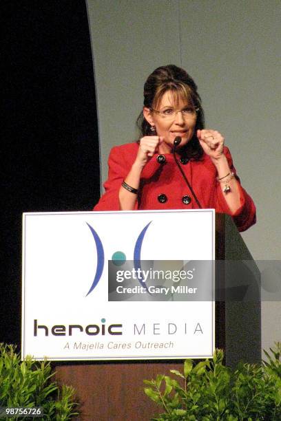 Former Alaska Govenor Sarah Palin speaks during "An Evening With Sarah Palin" at the Austin Convention Center on April 29, 2010 in Austin, Texas.