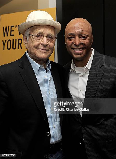 Writer/producer Norman Lear and actor JR Martinez attend IAVA's Second Annual Heroes Celebration held at CAA on April 29, 2010 in Los Angeles,...