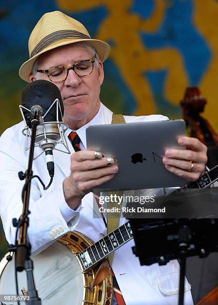 Grammy Award Winning Recording Artist Steve Martin with the Steep Canyon Rangers perform at the 2010 New Orleans Jazz & Heritage Festival Presented...