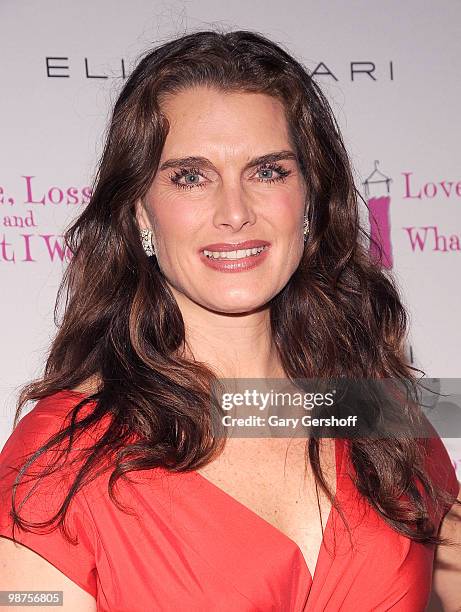 Actress Brooke Shields attends the new cast member welcoming party for "Love, Loss, and What I Wore" at Elie Tahari Boutique Soho on April 29, 2010...