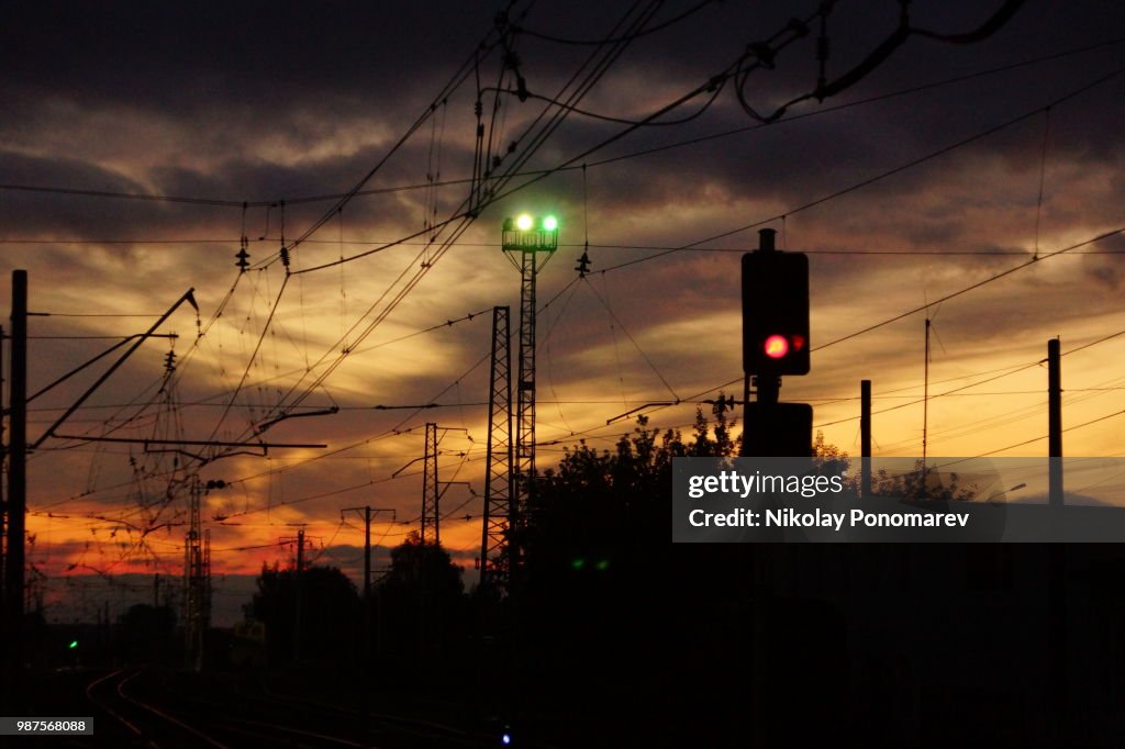 Train station in sunset
