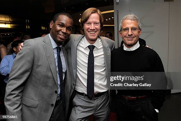 S Darnell Strong, host CAA's Nick Styne, Universal Studios President host Ron Meyer attend IAVA's Second Annual Heroes Celebration held at CAA on...