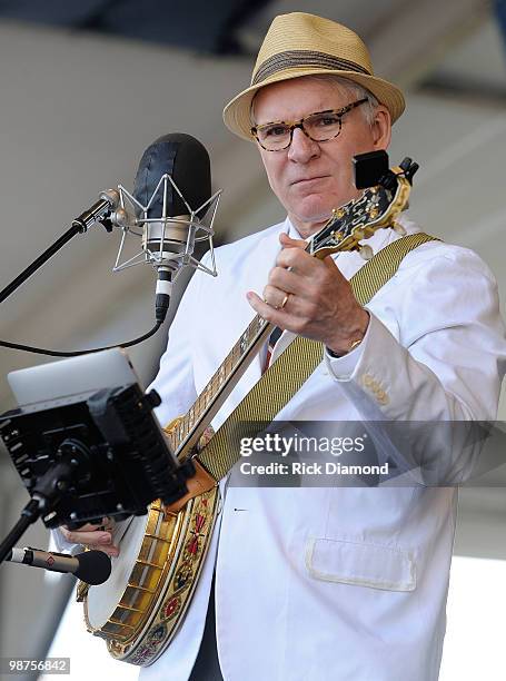 Grammy Award Winning Recording Artist Steve Martin with the Steep Canyon Rangers perform at the 2010 New Orleans Jazz & Heritage Festival Presented...