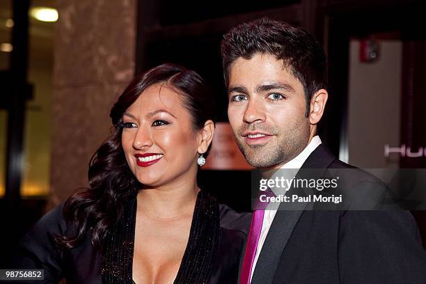 Host Lani Hay and actor Adrian Grenier arrive at the Creative Coalition private dinner at the Hudson Restaurant Lounge on April 29, 2010 in...