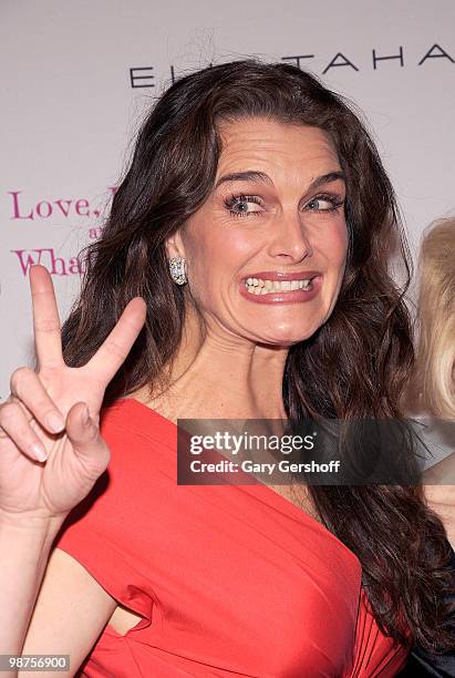 Actress Brooke Shields attends the new cast member welcoming party for "Love, Loss, and What I Wore" at Elie Tahari Boutique Soho on April 29, 2010...
