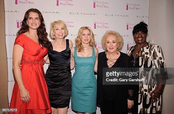 Actors Brooke Shields, Julie Halston, Anna Chlumsky, Doris Roberts, and LaTanya Richardson Jackson attend the new cast member welcoming party for...