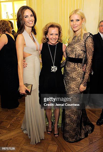 Model Eugenia Silva, Co-President and Artistic Director of Chopard Caroline Gruosi-Scheufele and actress Gwyneth Paltrow attend the star studded gala...