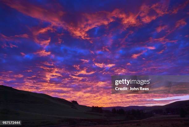 cambrian mountains sunrise, ceredigion, wales, uk - cambrian 個照片及圖片檔