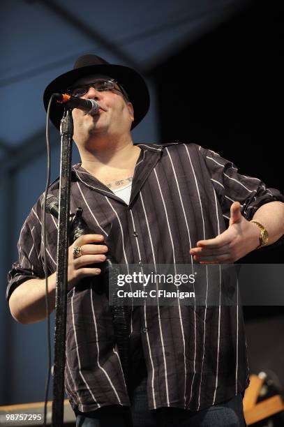 Musician John Popper of Blues Traveler performs at the Fair Grounds Race Course on April 29, 2010 in New Orleans, Louisiana.