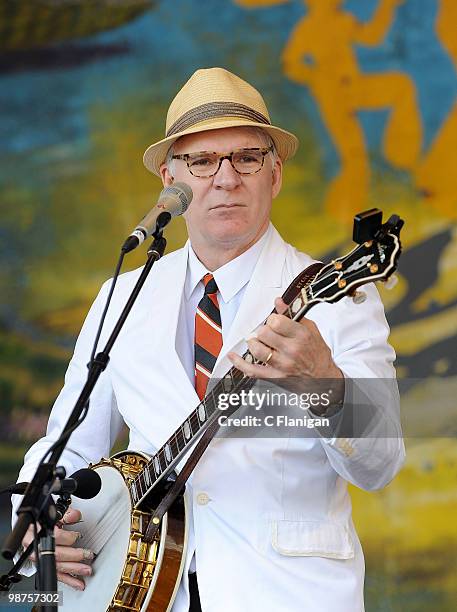 Musician/Actor Steve Martin performs at the Fair Grounds Race Course on April 29, 2010 in New Orleans, Louisiana.