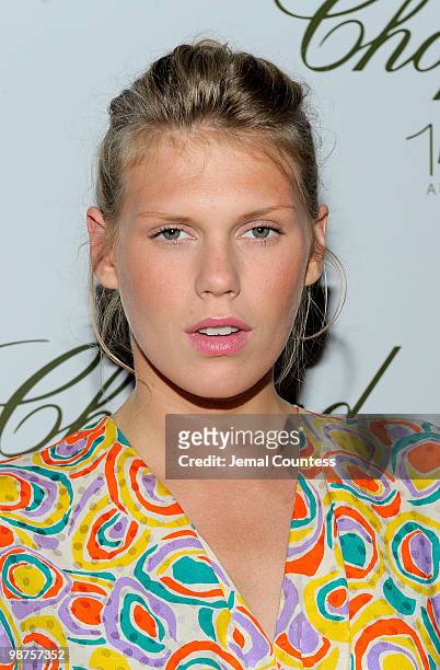 Model Alexandra Richards poses for a photo at the star studded gala celebrating Chopard's 150 years of excellence at The Frick Collection on April...